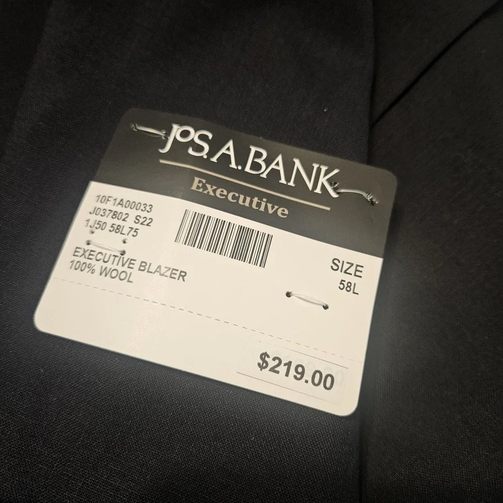 Jos. A. Bank 58L Black Gold Button 100% Wool Mens Blazer Jacket Sport Coat‎
